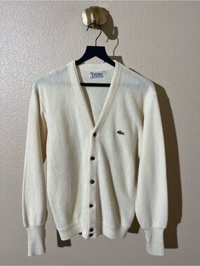 Vintage 1970'S Lacoste IZOD acrylic knit cardigan men's size L